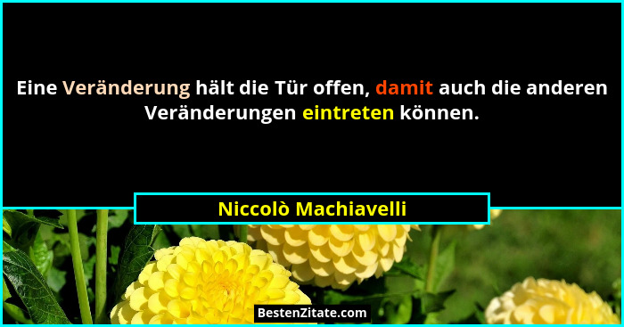 Eine Veränderung hält die Tür offen, damit auch die anderen Veränderungen eintreten können.... - Niccolò Machiavelli
