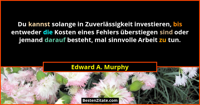 Du kannst solange in Zuverlässigkeit investieren, bis entweder die Kosten eines Fehlers überstiegen sind oder jemand darauf besteht... - Edward A. Murphy