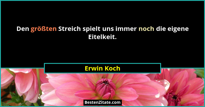 Den größten Streich spielt uns immer noch die eigene Eitelkeit.... - Erwin Koch