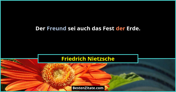 Der Freund sei auch das Fest der Erde.... - Friedrich Nietzsche