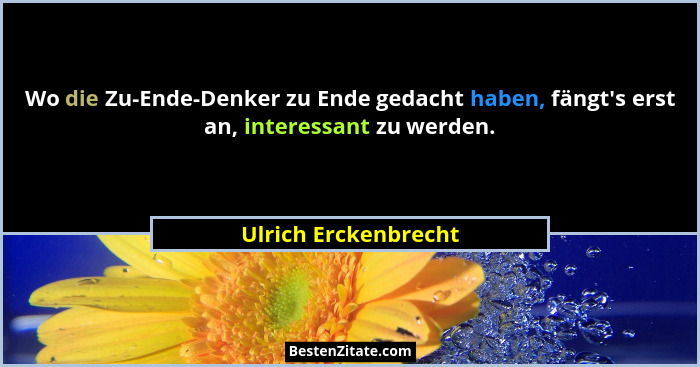 Wo die Zu-Ende-Denker zu Ende gedacht haben, fängt's erst an, interessant zu werden.... - Ulrich Erckenbrecht