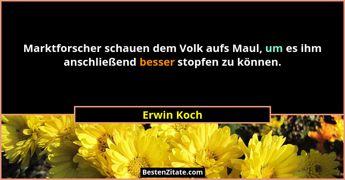 Marktforscher schauen dem Volk aufs Maul, um es ihm anschließend besser stopfen zu können.... - Erwin Koch