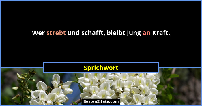 Wer strebt und schafft, bleibt jung an Kraft.... - Sprichwort
