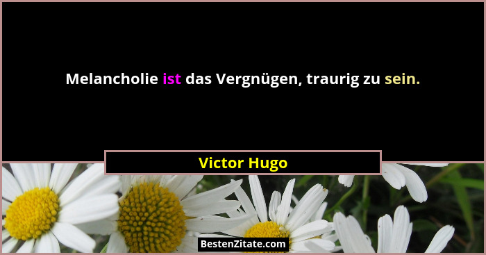 Melancholie ist das Vergnügen, traurig zu sein.... - Victor Hugo
