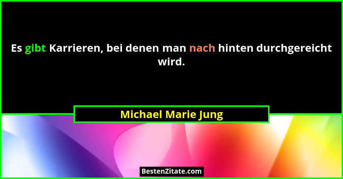 Es gibt Karrieren, bei denen man nach hinten durchgereicht wird.... - Michael Marie Jung
