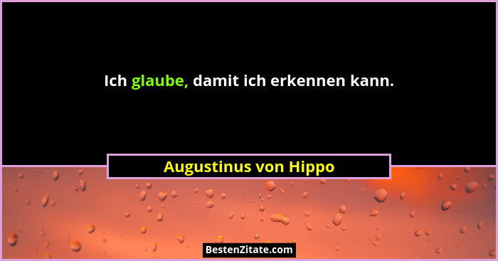 Ich glaube, damit ich erkennen kann.... - Augustinus von Hippo
