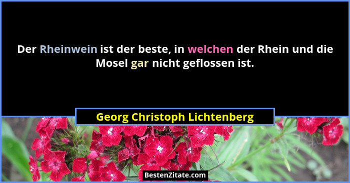 Der Rheinwein ist der beste, in welchen der Rhein und die Mosel gar nicht geflossen ist.... - Georg Christoph Lichtenberg