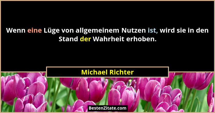 Wenn eine Lüge von allgemeinem Nutzen ist, wird sie in den Stand der Wahrheit erhoben.... - Michael Richter