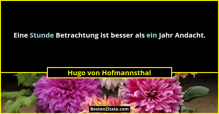 Eine Stunde Betrachtung ist besser als ein Jahr Andacht.... - Hugo von Hofmannsthal