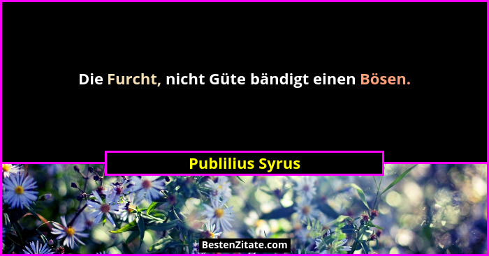 Die Furcht, nicht Güte bändigt einen Bösen.... - Publilius Syrus