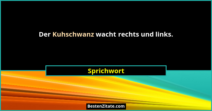 Der Kuhschwanz wacht rechts und links.... - Sprichwort