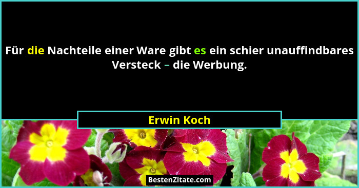 Für die Nachteile einer Ware gibt es ein schier unauffindbares Versteck – die Werbung.... - Erwin Koch