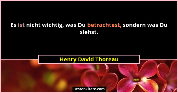 Es ist nicht wichtig, was Du betrachtest, sondern was Du siehst.... - Henry David Thoreau