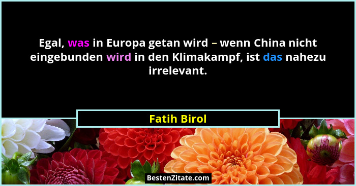 Egal, was in Europa getan wird – wenn China nicht eingebunden wird in den Klimakampf, ist das nahezu irrelevant.... - Fatih Birol