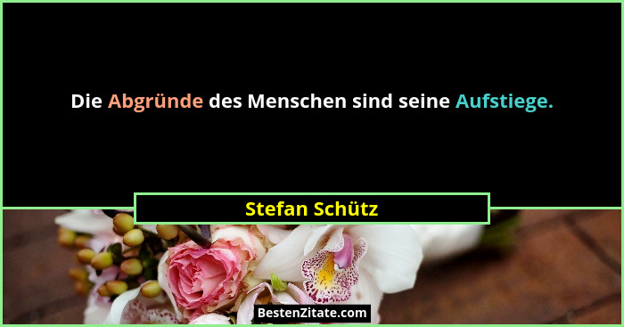 Die Abgründe des Menschen sind seine Aufstiege.... - Stefan Schütz