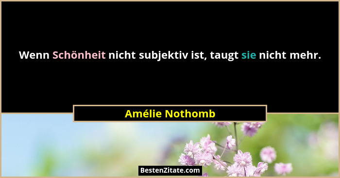 Wenn Schönheit nicht subjektiv ist, taugt sie nicht mehr.... - Amélie Nothomb