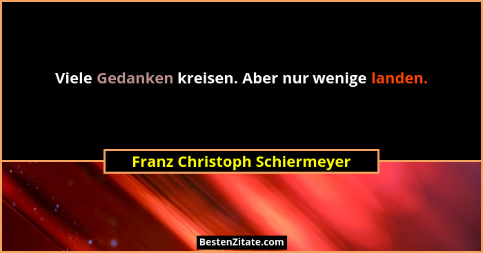 Viele Gedanken kreisen. Aber nur wenige landen.... - Franz Christoph Schiermeyer
