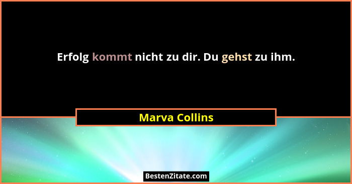 Erfolg kommt nicht zu dir. Du gehst zu ihm.... - Marva Collins