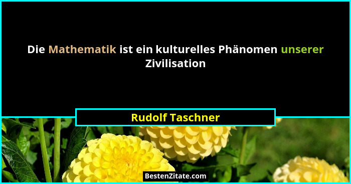 Die Mathematik ist ein kulturelles Phänomen unserer Zivilisation... - Rudolf Taschner