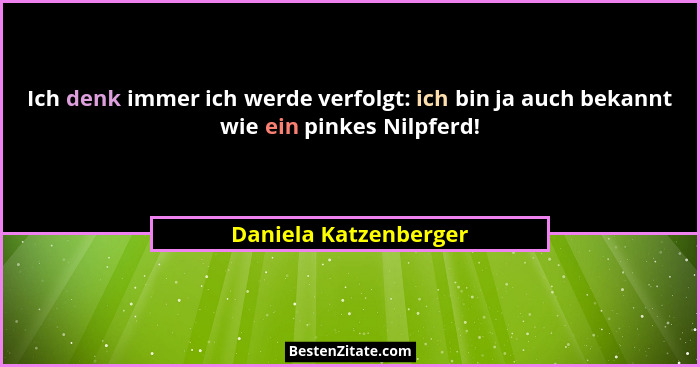 Ich denk immer ich werde verfolgt: ich bin ja auch bekannt wie ein pinkes Nilpferd!... - Daniela Katzenberger