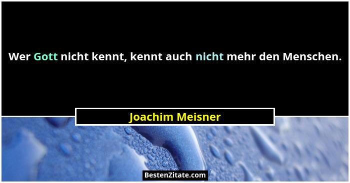 Wer Gott nicht kennt, kennt auch nicht mehr den Menschen.... - Joachim Meisner