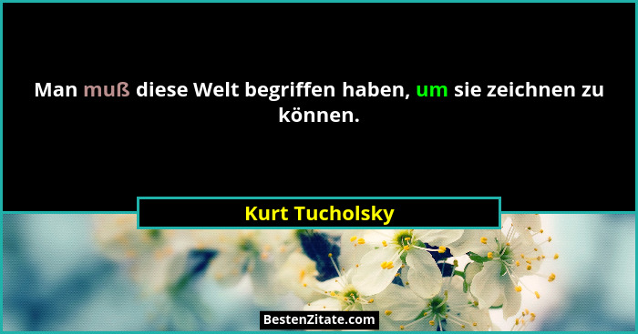 Man muß diese Welt begriffen haben, um sie zeichnen zu können.... - Kurt Tucholsky
