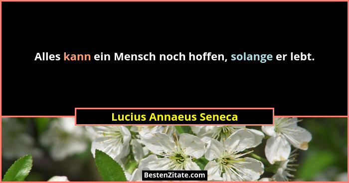 Alles kann ein Mensch noch hoffen, solange er lebt.... - Lucius Annaeus Seneca