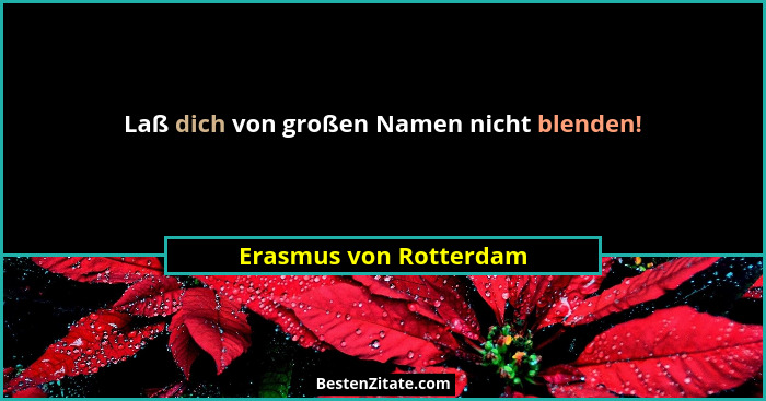 Laß dich von großen Namen nicht blenden!... - Erasmus von Rotterdam