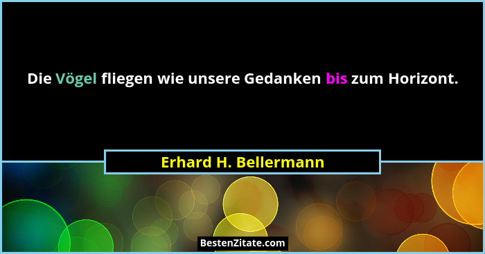 Die Vögel fliegen wie unsere Gedanken bis zum Horizont.... - Erhard H. Bellermann