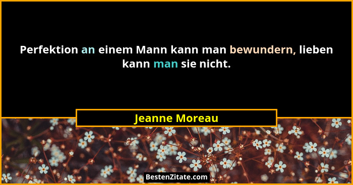 Perfektion an einem Mann kann man bewundern, lieben kann man sie nicht.... - Jeanne Moreau