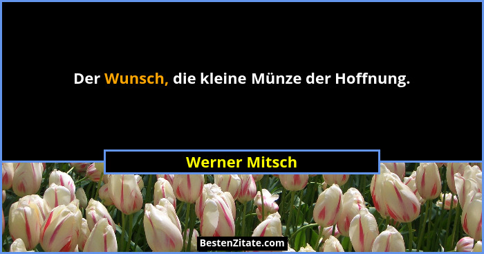 Der Wunsch, die kleine Münze der Hoffnung.... - Werner Mitsch