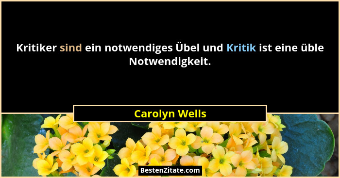 Kritiker sind ein notwendiges Übel und Kritik ist eine üble Notwendigkeit.... - Carolyn Wells