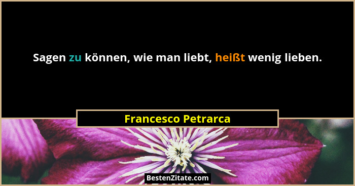 Sagen zu können, wie man liebt, heißt wenig lieben.... - Francesco Petrarca