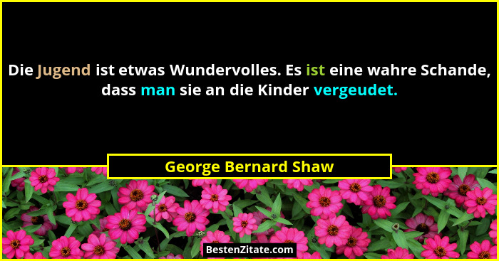 Die Jugend ist etwas Wundervolles. Es ist eine wahre Schande, dass man sie an die Kinder vergeudet.... - George Bernard Shaw