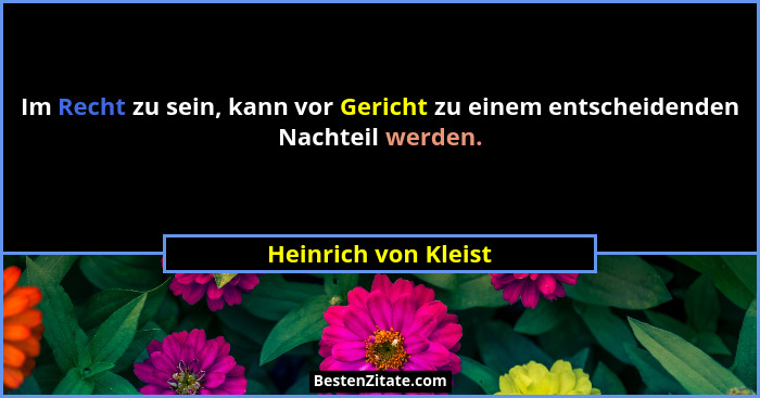 Im Recht zu sein, kann vor Gericht zu einem entscheidenden Nachteil werden.... - Heinrich von Kleist