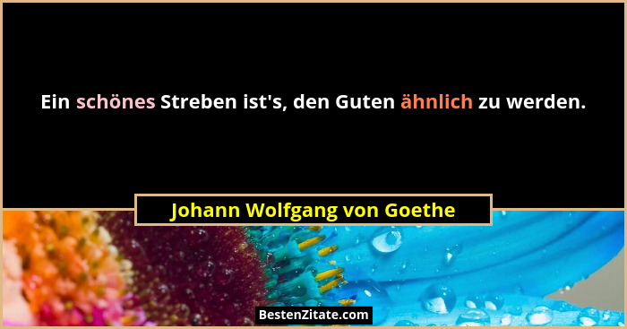 Ein schönes Streben ist's, den Guten ähnlich zu werden.... - Johann Wolfgang von Goethe