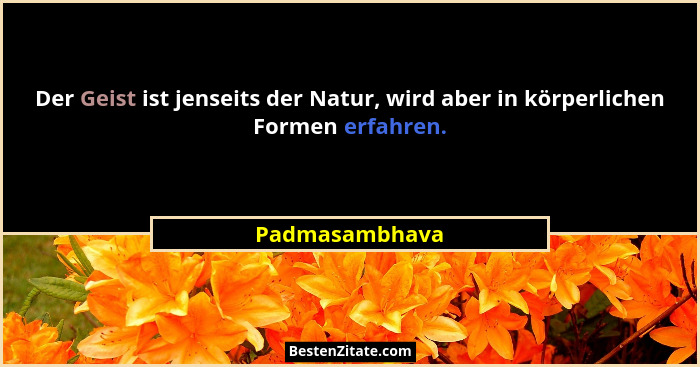 Der Geist ist jenseits der Natur, wird aber in körperlichen Formen erfahren.... - Padmasambhava