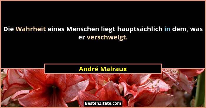 Die Wahrheit eines Menschen liegt hauptsächlich in dem, was er verschweigt.... - André Malraux