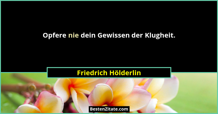 Opfere nie dein Gewissen der Klugheit.... - Friedrich Hölderlin