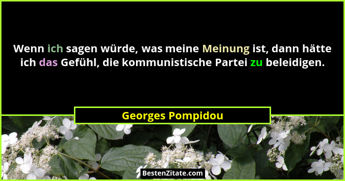 Wenn ich sagen würde, was meine Meinung ist, dann hätte ich das Gefühl, die kommunistische Partei zu beleidigen.... - Georges Pompidou