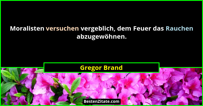 Moralisten versuchen vergeblich, dem Feuer das Rauchen abzugewöhnen.... - Gregor Brand