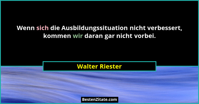 Wenn sich die Ausbildungssituation nicht verbessert, kommen wir daran gar nicht vorbei.... - Walter Riester
