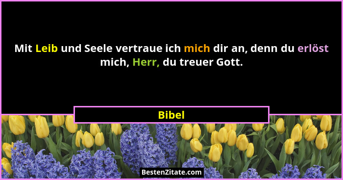Mit Leib und Seele vertraue ich mich dir an, denn du erlöst mich, Herr, du treuer Gott.... - Bibel