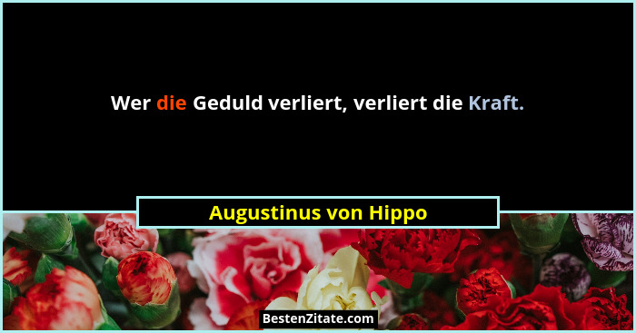 Wer die Geduld verliert, verliert die Kraft.... - Augustinus von Hippo