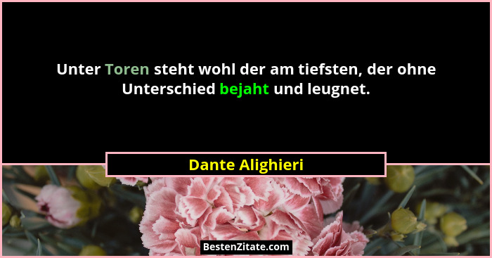 Unter Toren steht wohl der am tiefsten, der ohne Unterschied bejaht und leugnet.... - Dante Alighieri