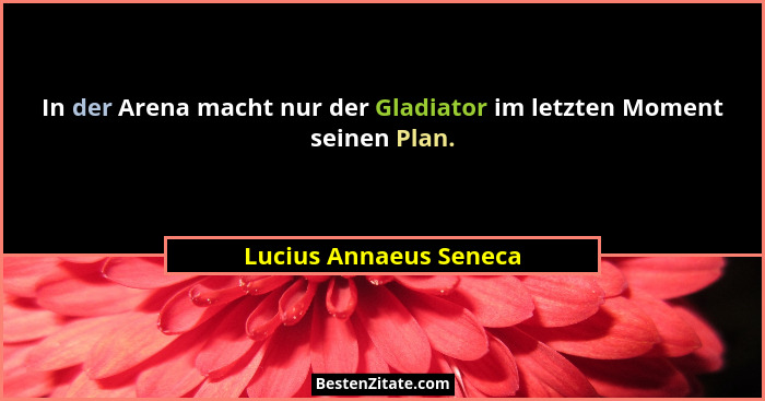 In der Arena macht nur der Gladiator im letzten Moment seinen Plan.... - Lucius Annaeus Seneca