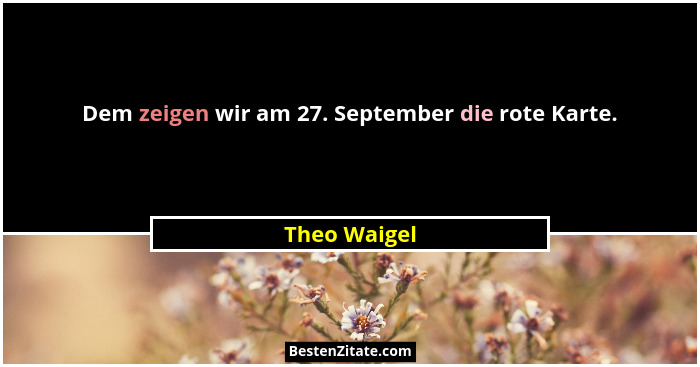 Dem zeigen wir am 27. September die rote Karte.... - Theo Waigel