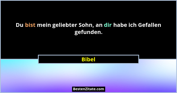 Du bist mein geliebter Sohn, an dir habe ich Gefallen gefunden.... - Bibel