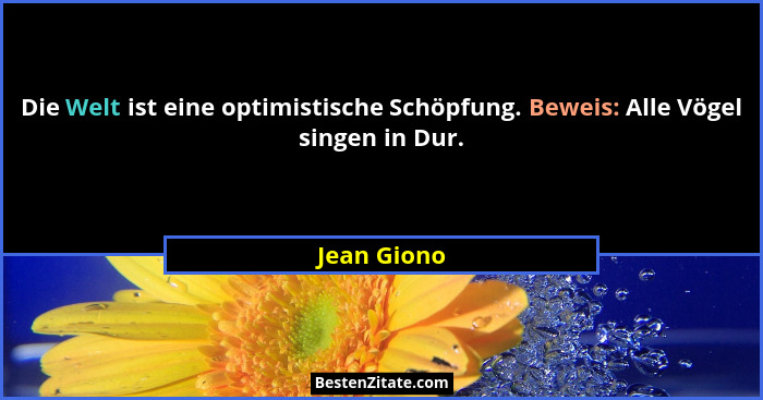 Die Welt ist eine optimistische Schöpfung. Beweis: Alle Vögel singen in Dur.... - Jean Giono