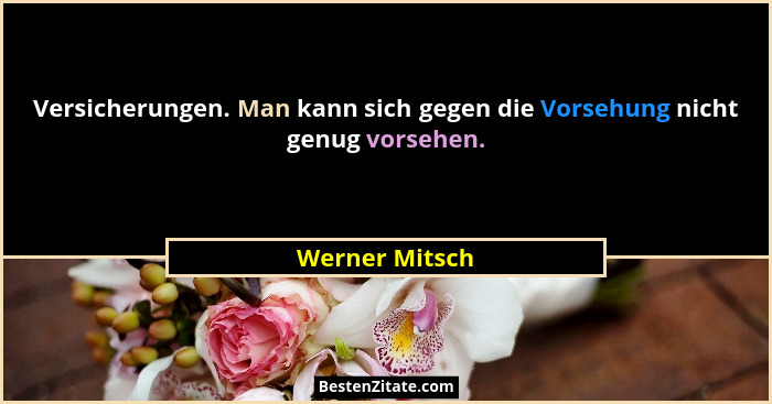 Versicherungen. Man kann sich gegen die Vorsehung nicht genug vorsehen.... - Werner Mitsch